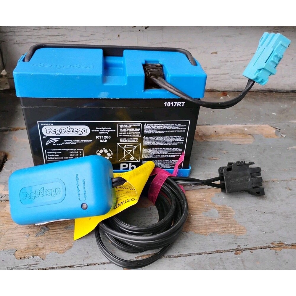 PEG PEREGO By RITAR - RECHARGEABLE BATTERY RT1280 8Ah 1017RT W/ Charger, TESTED